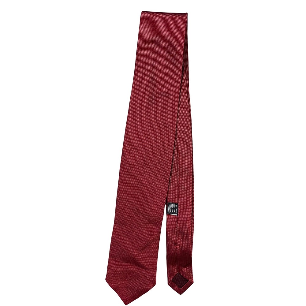 Paolo Albizzati Tie Mens One Size‎ Red Solid Classic Width Woven Silk Necktie